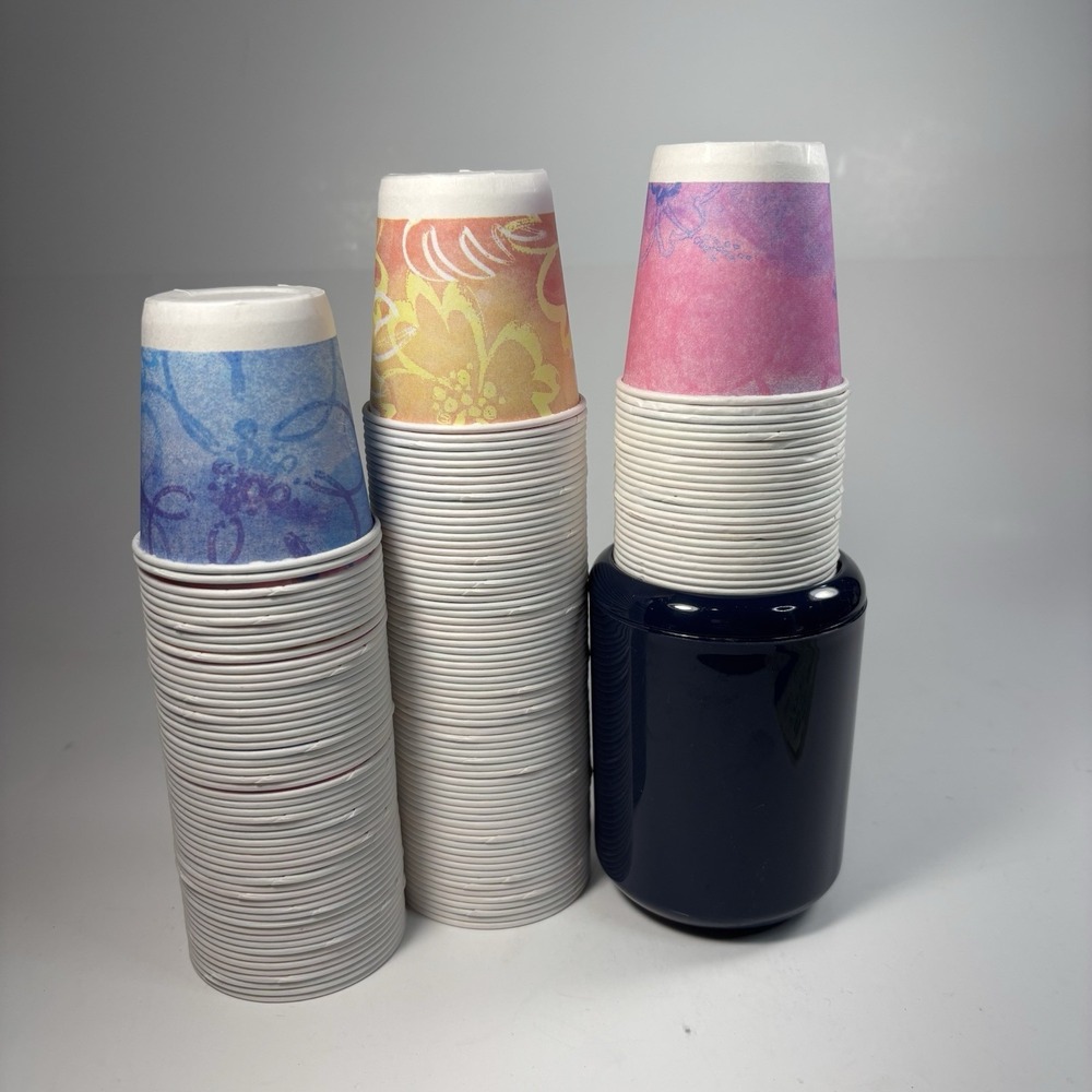 Vtg Dixie Cups With Navy Dixie Cup Dispenser 3 Oz Bathroom Dispenser